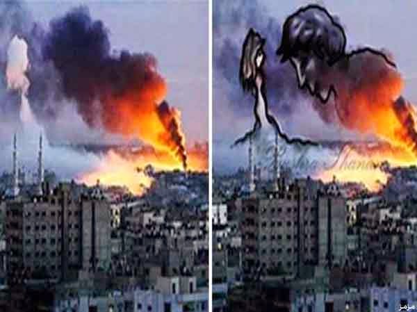 فلسطينيون يحولون دخان الغارات للوحات فنية 4