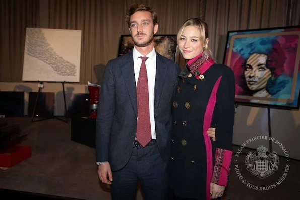 Princess Stephanie of Monaco, Pierre Casiraghi and his wife Beatrice Casiraghi (Borromeo) and Louis Ducruet, his companion Marie attended a charity auction event