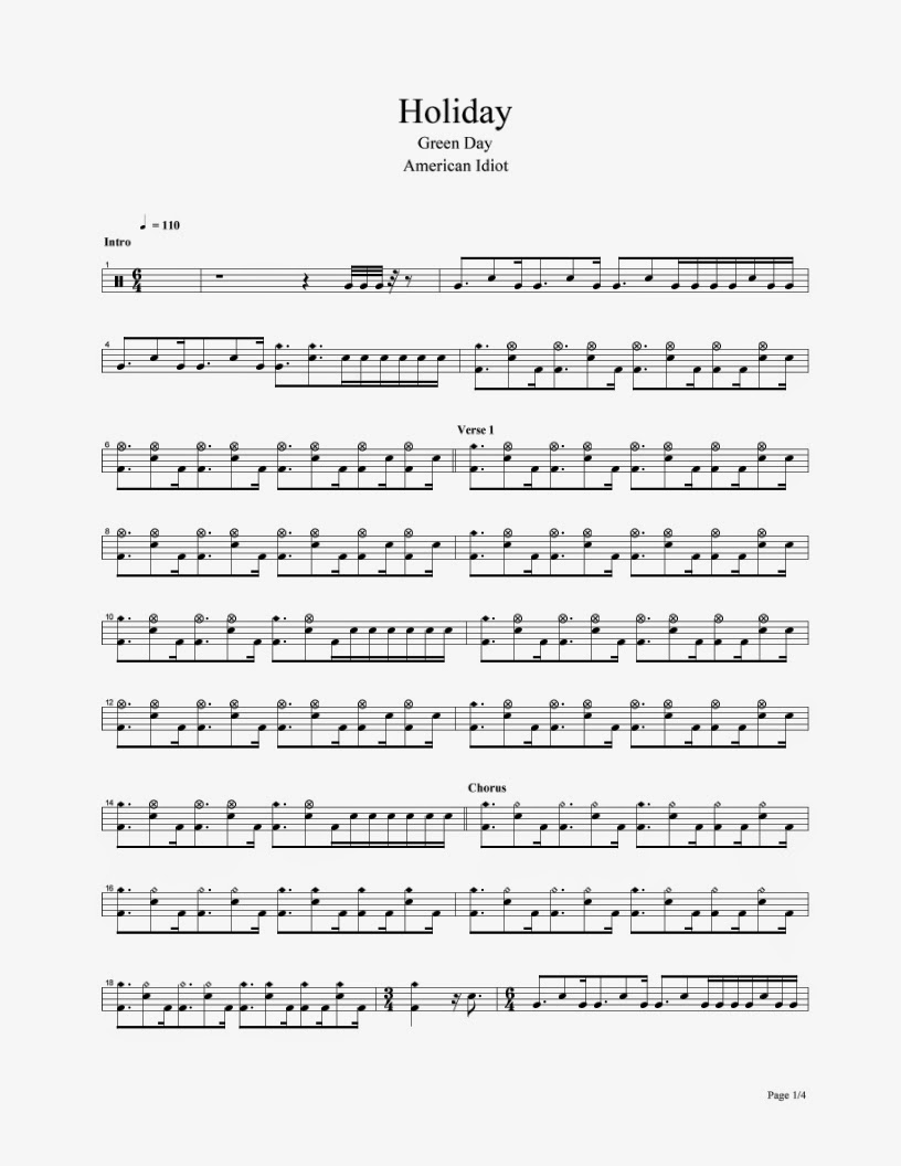 Green Day Holiday Partituras para Batería