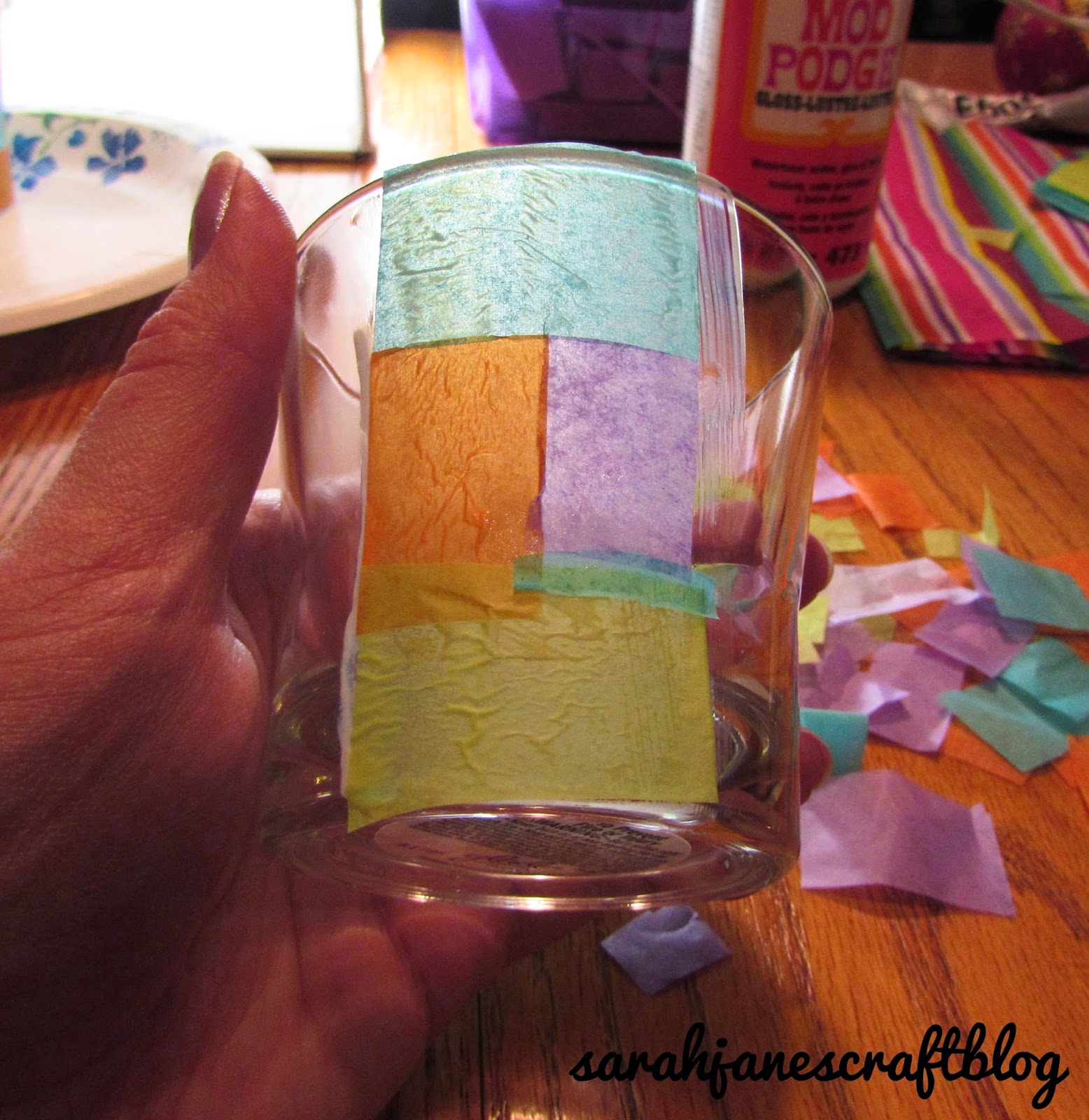 Sarah Jane's Craft Blog Tissue Paper "Stained Glass" Candle Holders