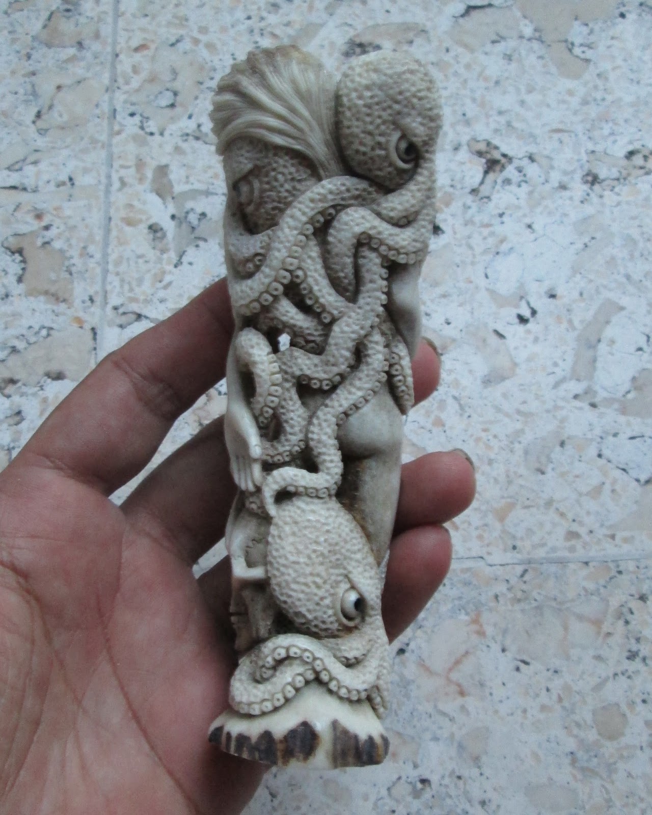 Octopus Skull Snail Mermaid Handle/Standing Carving Octopus Skull Snail Mermaid Handle/Standing Carving