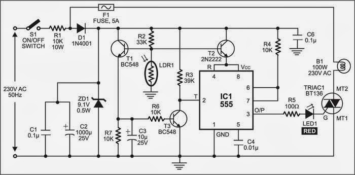 Electronic Street Light Switch Circuit Digram