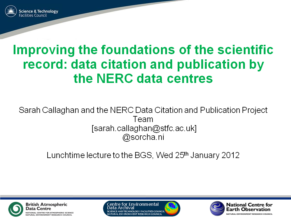 Citing Bytes Adventures In Data Citation Lunchtime Lecture To The British Geological Survey