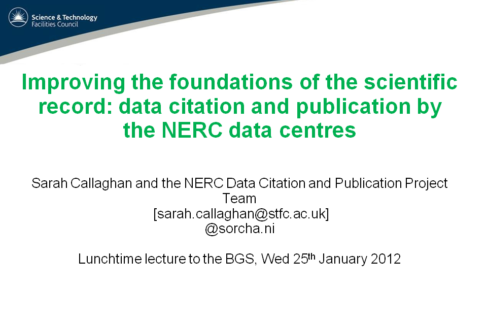 Citing Bytes Adventures In Data Citation Lunchtime Lecture To The British Geological Survey