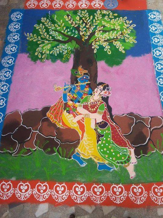 19 Special Radhe Krishna Rangoli for Krishna Janmastami