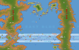 ONE PIECE MAP: RED LINE, GRAND LINE, EAST BLUE by Mugiwara