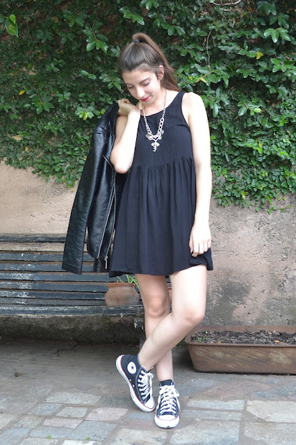 outfit, fashion blogger, argentina, black dress, leather jacket