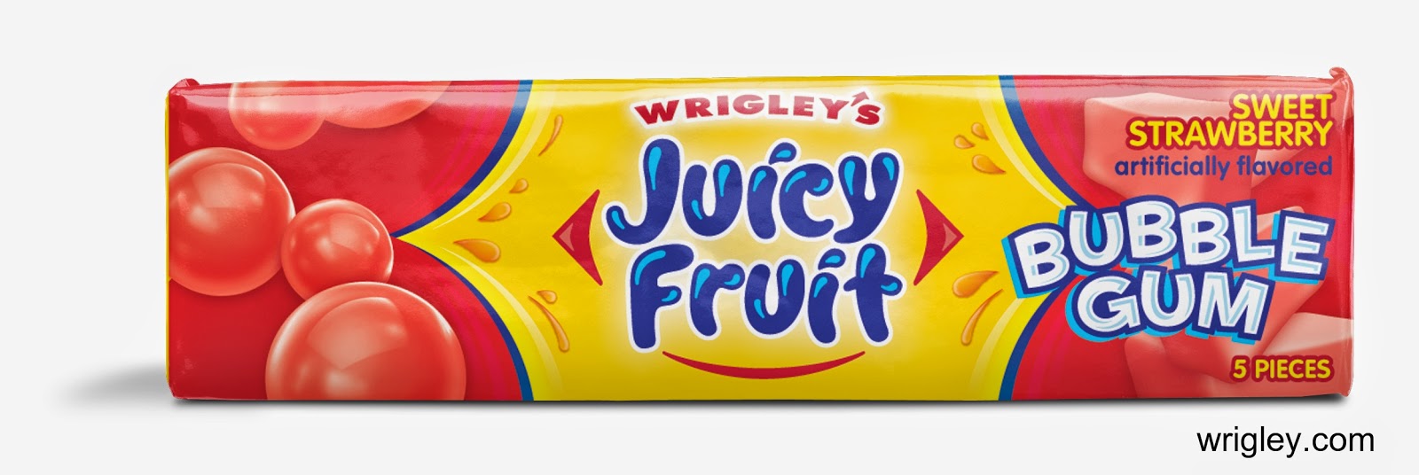 Juicy Fruit Bubble Gum will be available in packs of 5 pieces. 