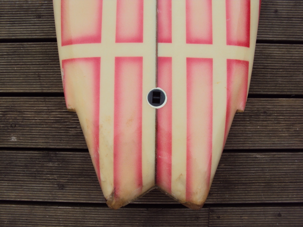 vintage surfboard collector UK Karma twin fin by Dave Farrow