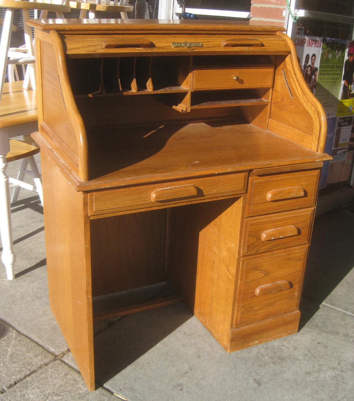 Uhuru Furniture Collectibles Sold Small Oak Rolltop Desk 100