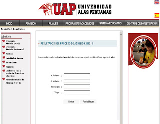 UAP Alas Peruanas relación ingresantes Universidad Alas Peruanas 2013 II sábado 30 de Marzo