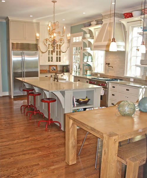 Dwelling by Design Turquoise and Red Kitchen