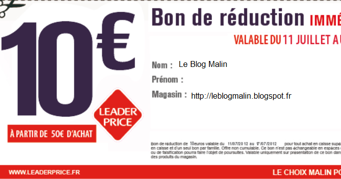 Le Blog Malin Mon Leader Price 8 Ou 10 De Reduction Du 11 Au 17 Juillet 2012