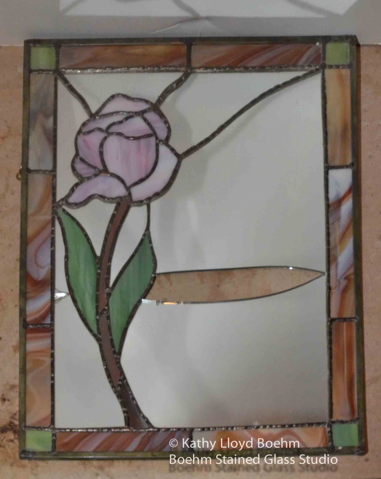 Boehm Stained Glass Blog: Stained Glass Floral Mirror Repair