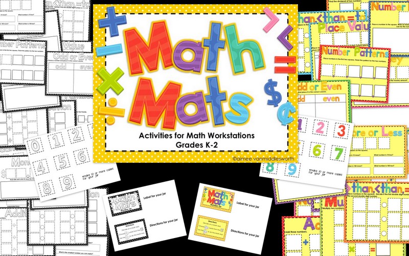 Pencils Books and Dirty Looks Math Mats for Math Workstations (and it