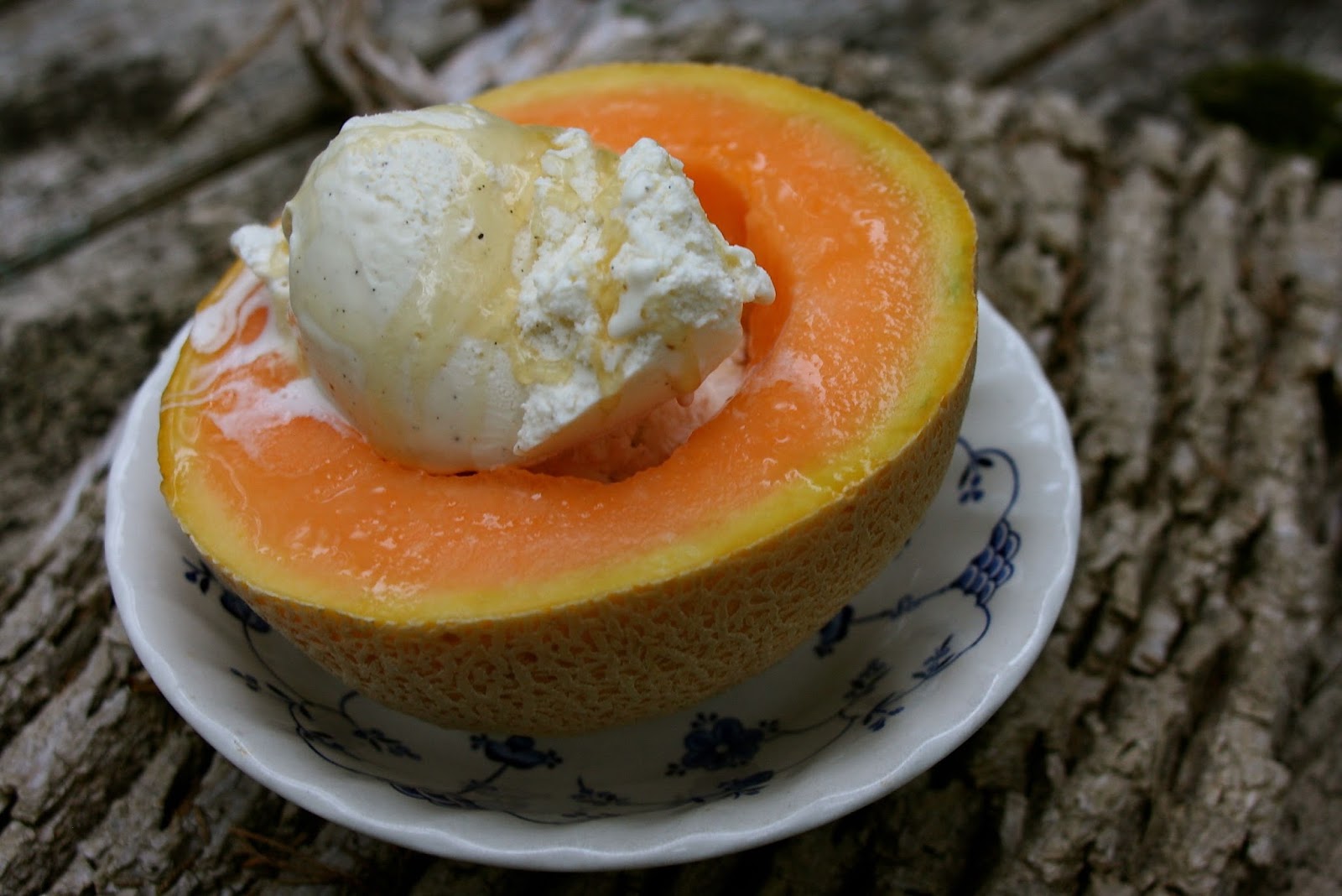 Melon with Honey Drizzled Vanilla Ice Cream Turkish Delight! Foodie