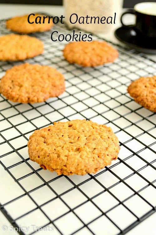 Spicy Treats Carrot Oatmeal Cookies / Eggless Carrot Oatmeal Cookies