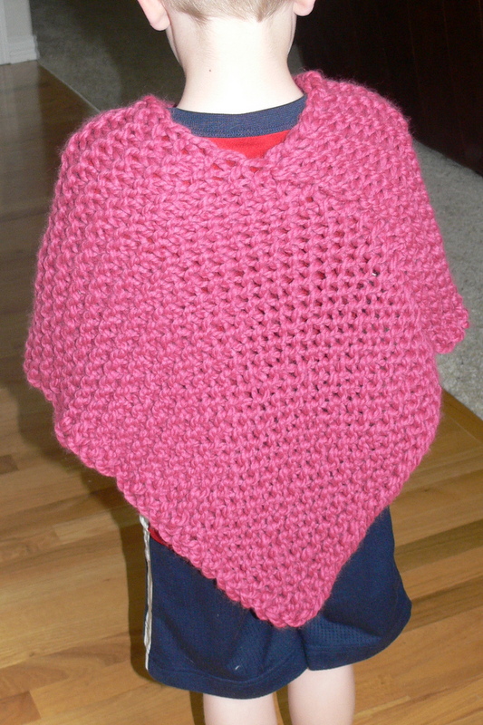 Pass Slipped Stitch Over Child's Knit Poncho