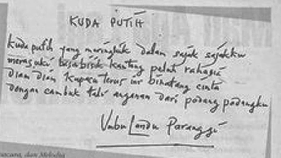 UMBU LANDU PARANGGI Foto puisi tulisan tangan Umbu Landu UMBU LANDU PARANGGI Foto puisi tulisan tangan Umbu Landu