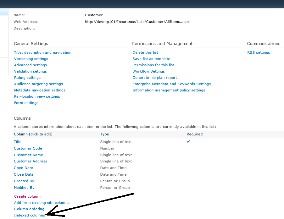 How to add a list column index in Sharepoint 2010 programatically