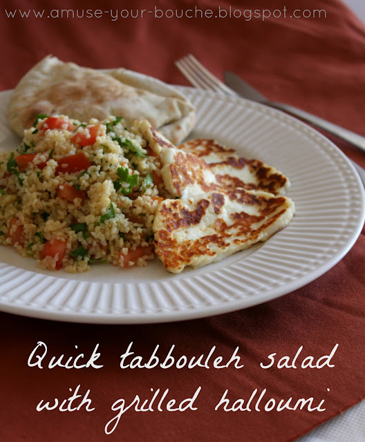 Quick tabbouleh salad with grilled halloumi recipe