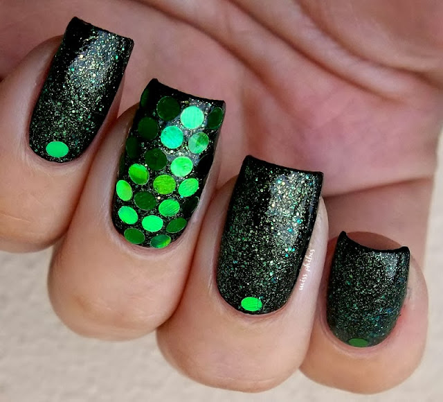 Nyx Emerald Forest over black + round glitters