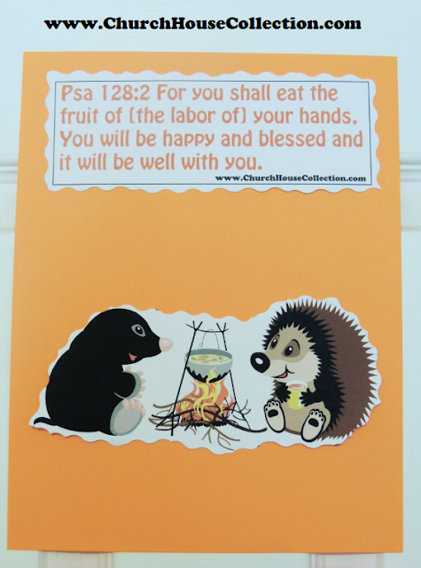 Mole And Hedgehog Cutout Craft  For Sunday School Kids Psalms 128:2  I made a free printable cutout template for you to print out and use in your Sunday school class. There is two different scriptures on one page so you can pick which one you want to use. Just have the kids cut out the animal picture using some decorative cutting scissors and then cut out the scripture and either tape or glue them down to colored construction paper. 