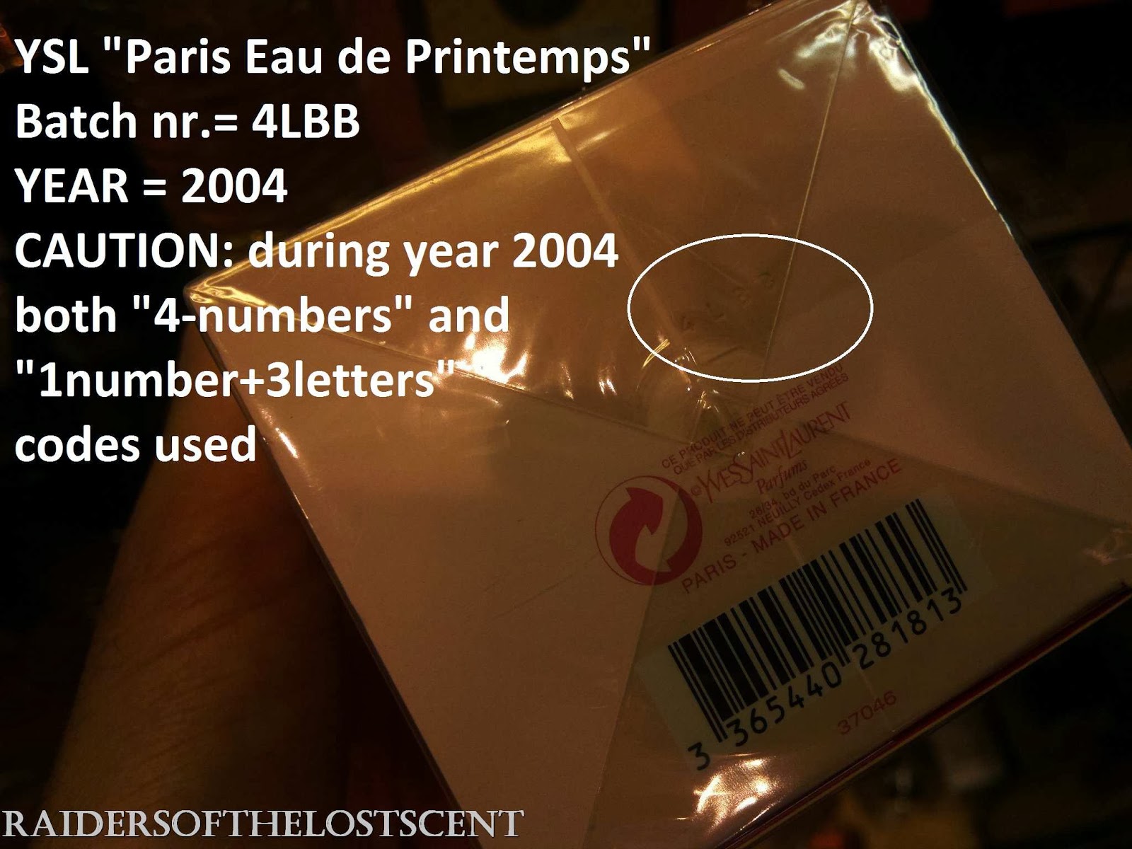 ysl perfume batch code