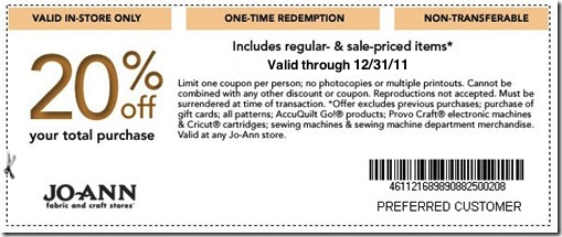 Joann coupon code instore