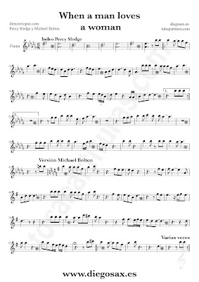 Tubepartitura When a man loves a woman de Percy Sledge partitura de Flauta Balada Pop - Rock