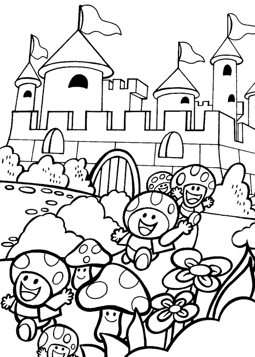 Castle Coloring little mushroom title=