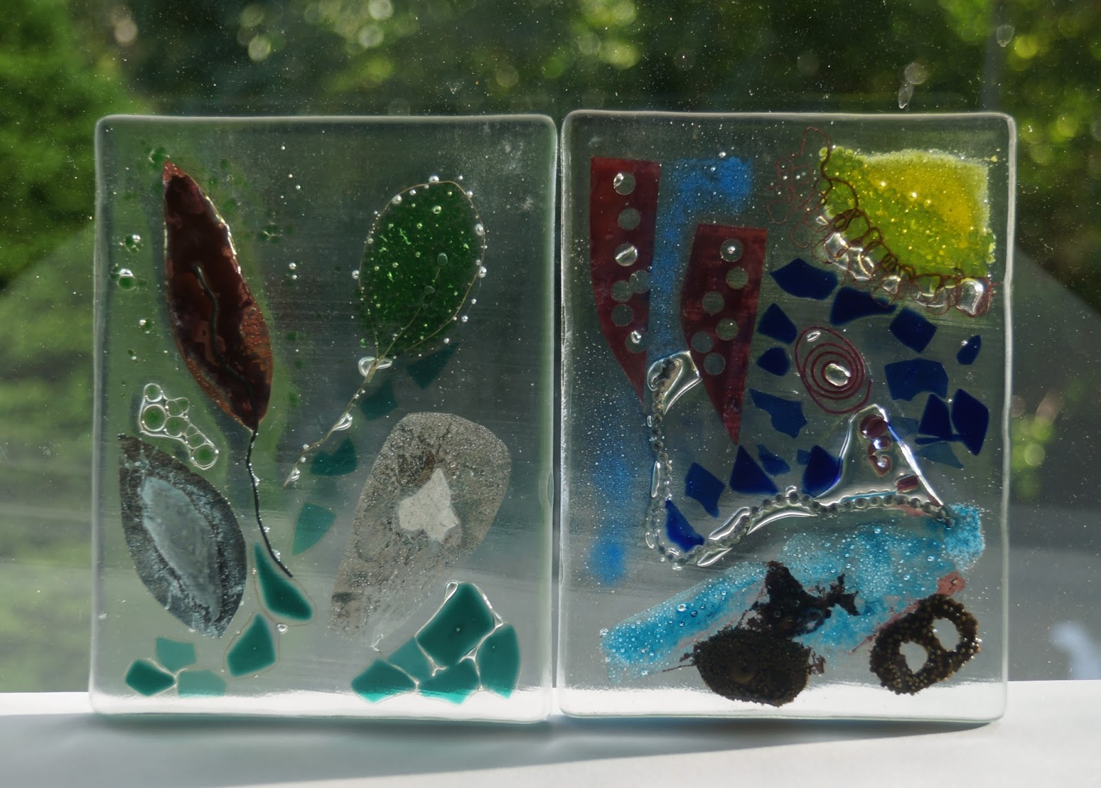buttons and paint... and our Fused Float Glass Course