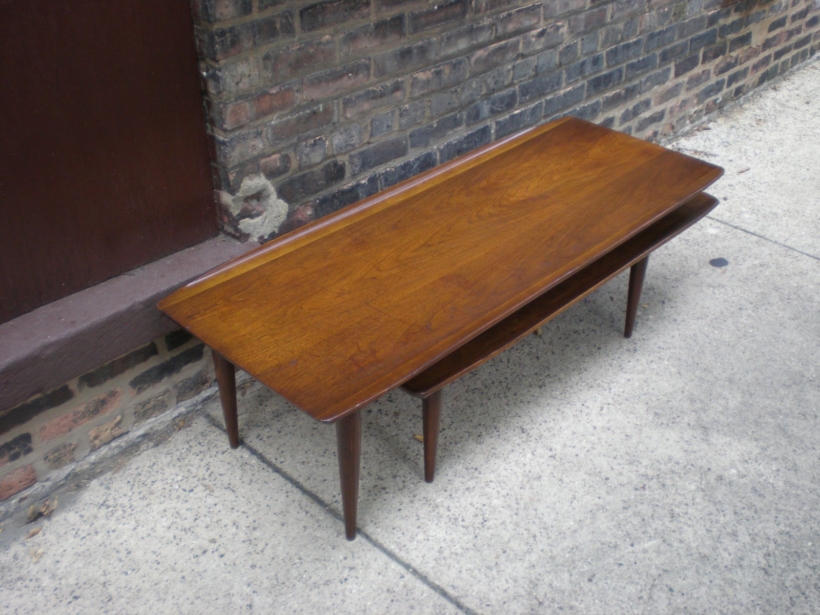 Mid Century Chicago Bassett Artisan Walnut Dual Level Swivel Coffee