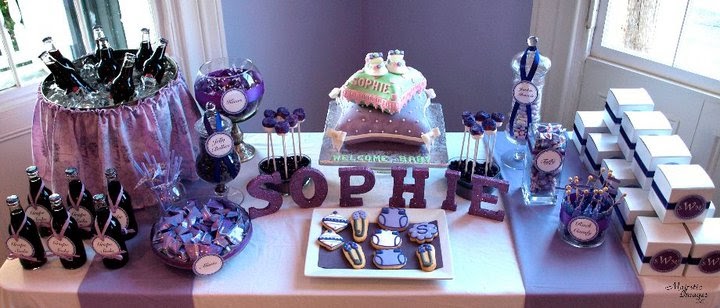 purple baby shower favors