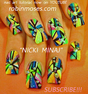 "diva nail art" "nicki minaj retro nail" "nicki minaj rainbow nail" bling bling nails nicki minaj style nail art,