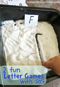 2 fun Letter Games with Salt. Sensory Letter Learning