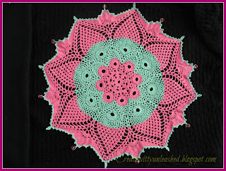 Crochet colorful doily with beads 1