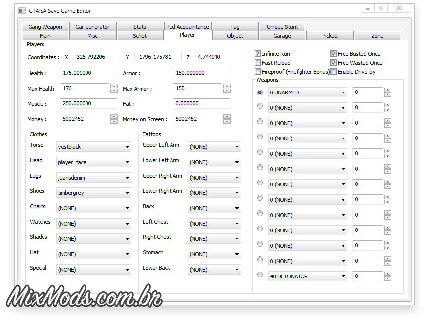 Savegame Editor v3.2 para GTA San Andreas