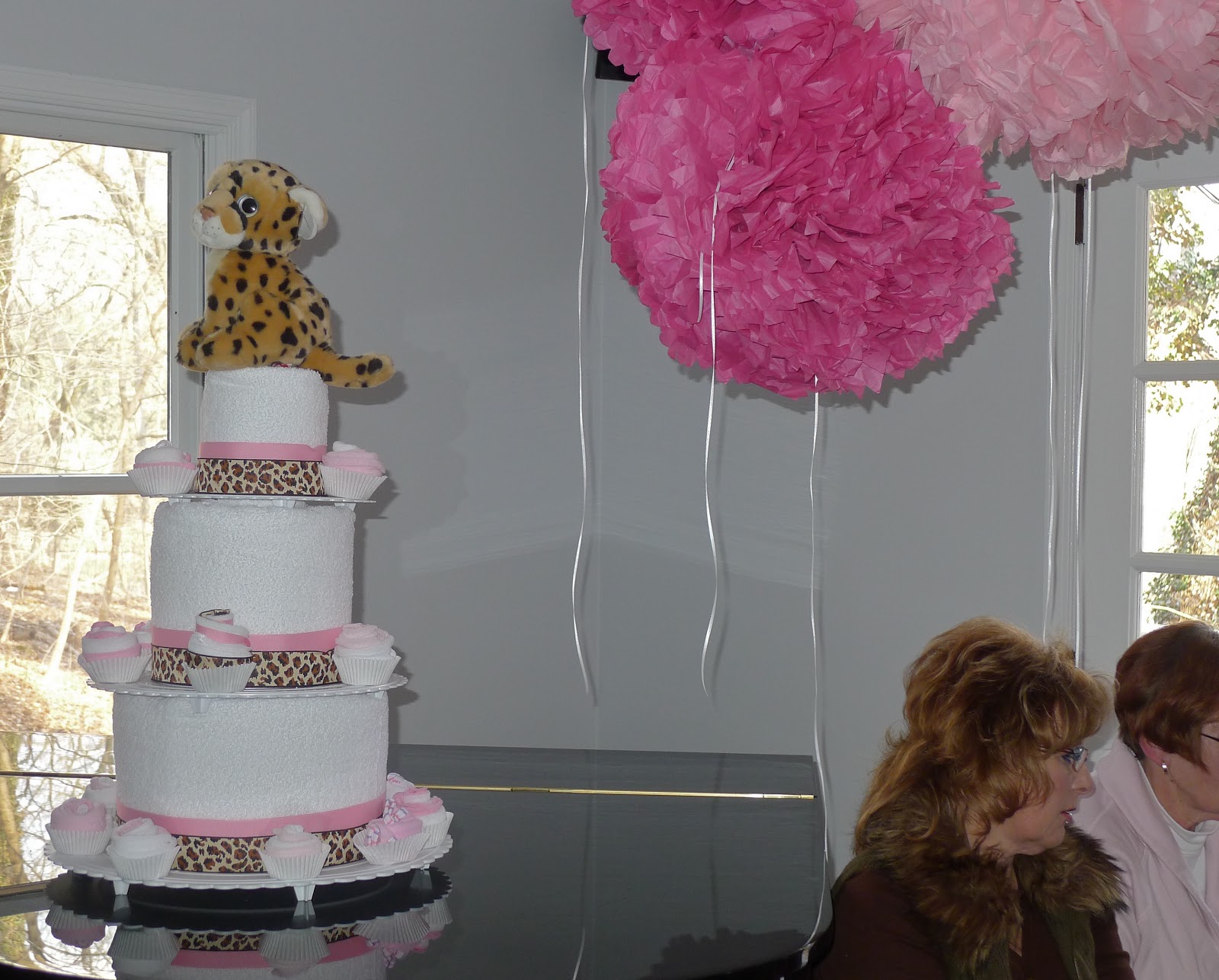 Fashionably Festive Pink Baby Shower DIY Towel Cake & Cupcakes