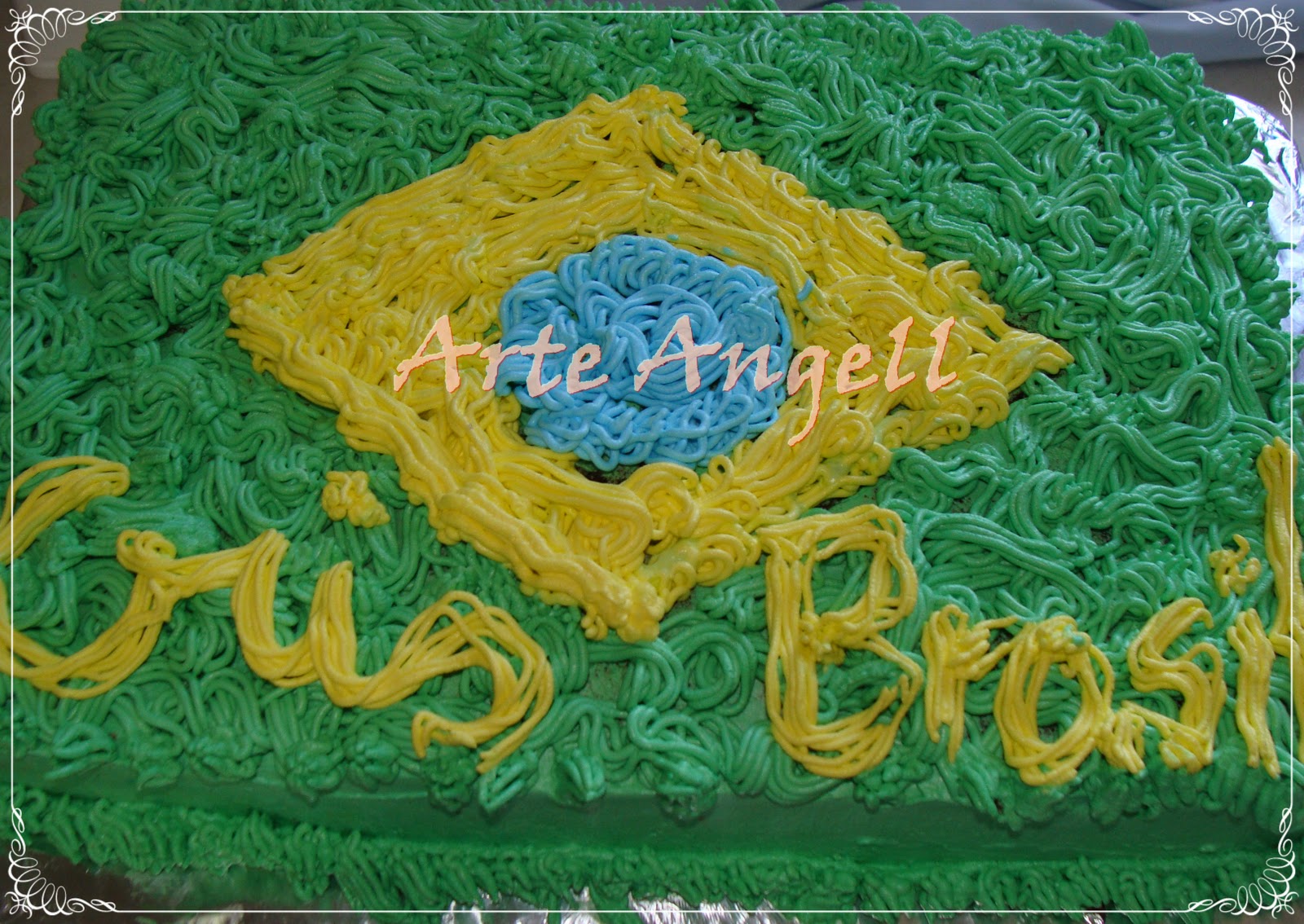 Arte Angell e Nossa Doceria: Bolo Bandeira do Brasil
