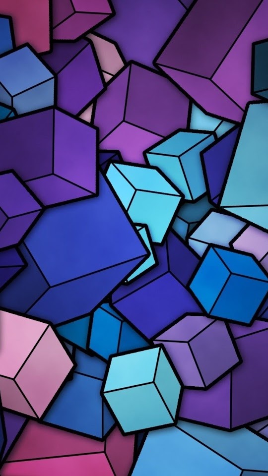 Abstract Blue Cyan Purple Cubes  Android Best Wallpaper