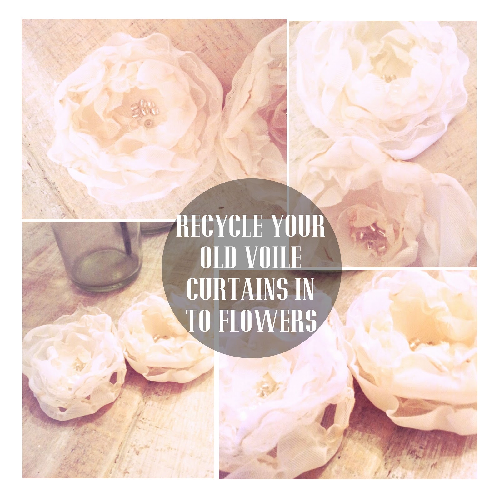 recycle net curtains in to flowers