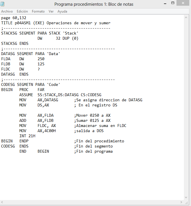 Programacion del puerto serial lenguaje ensamblador ejemplos