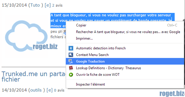 Google traduction (redirection vers google traduction)