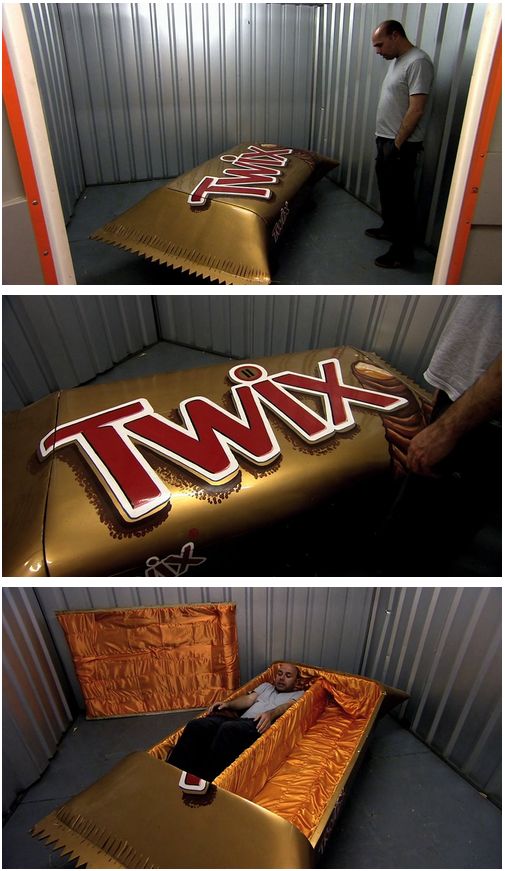 A double casket for the couple who love candy bars ~