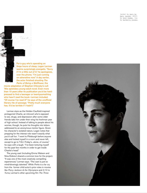 Logan Lerman mostly known for his role in Percy Jackson and the Lightning 