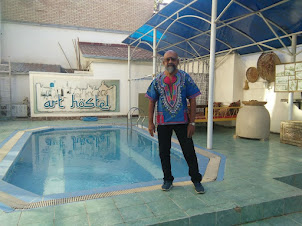 In the Swimming pool /Garden compound of "Art Hostel" in Tashkent.