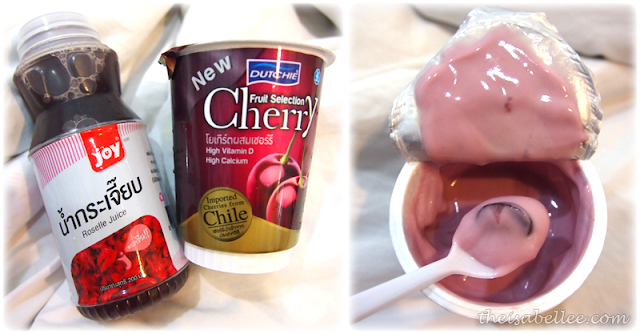 Roselle juice and cherry yogurt from Thailand 7 eleven