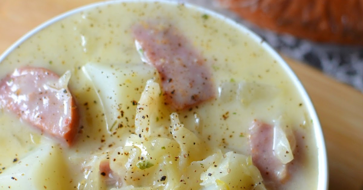 Hot Eats and Cool Reads Creamy Sausage, Potato and Sauerkraut Soup Recipe