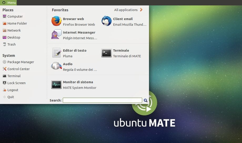 MintMenu in Ubuntu Mate